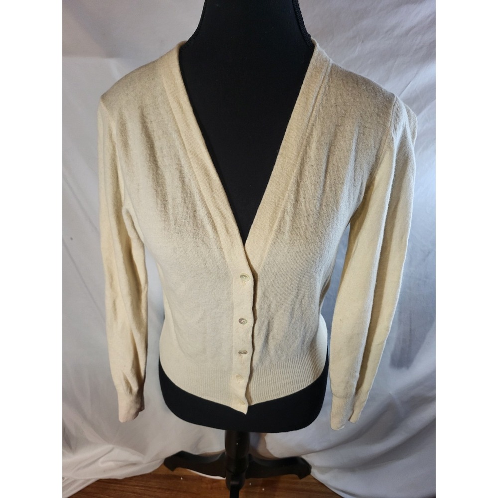 Luisa Spagnoli Ivory Made In Italy Wool Cardigan Sweater Size Small